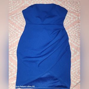Charlotte Russe Size Medium Royal Asymetrical Strapless Bodycon Ruched MiniDress
